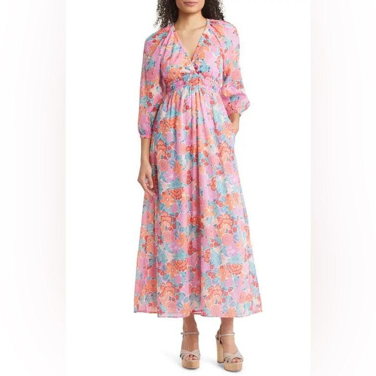 Banjanan Alana Floral Prink Maxi Dress | Xs